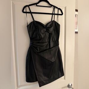 Zara Black Vegan / Faux Leather Mini Dress with Wrap Detail! Like New!